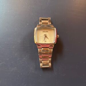 Nixon Silver Square Watch with White Face